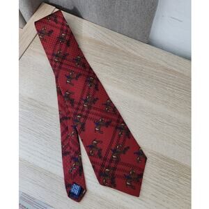 Vintage BD Baggies Men's 100% Silk Tie 4"x58" Equestrian Horse Rider Polo Red